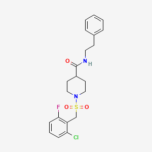 molecular formula C21H24ClFN2O3S B11332032 1-[(2-chloro-6-fluorobenzyl)sulfonyl]-N-(2-phenylethyl)piperidine-4-carboxamide 