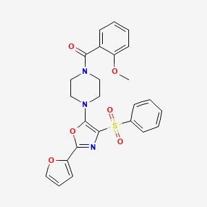 molecular formula C25H23N3O6S B11332137 {4-[2-(Furan-2-yl)-4-(phenylsulfonyl)-1,3-oxazol-5-yl]piperazin-1-yl}(2-methoxyphenyl)methanone 