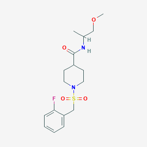 molecular formula C17H25FN2O4S B11332155 1-[(2-fluorobenzyl)sulfonyl]-N-(1-methoxypropan-2-yl)piperidine-4-carboxamide 