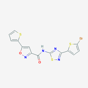 molecular formula C14H7BrN4O2S3 B11332156 N-[3-(5-bromothiophen-2-yl)-1,2,4-thiadiazol-5-yl]-5-(thiophen-2-yl)-1,2-oxazole-3-carboxamide 