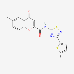 molecular formula C18H13N3O3S2 B11332183 6-methyl-N-[3-(5-methylthiophen-2-yl)-1,2,4-thiadiazol-5-yl]-4-oxo-4H-chromene-2-carboxamide 