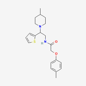 2-(4-methylphenoxy)-N-[2-(4-methylpiperidin-1-yl)-2-(thiophen-2-yl)ethyl]acetamide