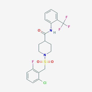 molecular formula C20H19ClF4N2O3S B11332224 1-[(2-chloro-6-fluorobenzyl)sulfonyl]-N-[2-(trifluoromethyl)phenyl]piperidine-4-carboxamide 