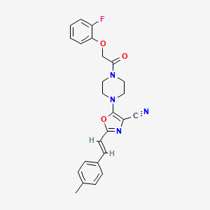 5-{4-[(2-fluorophenoxy)acetyl]piperazin-1-yl}-2-[(E)-2-(4-methylphenyl)ethenyl]-1,3-oxazole-4-carbonitrile