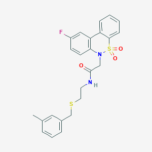 2-(9-fluoro-5,5-dioxido-6H-dibenzo[c,e][1,2]thiazin-6-yl)-N-{2-[(3-methylbenzyl)sulfanyl]ethyl}acetamide