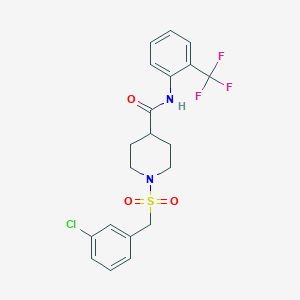 molecular formula C20H20ClF3N2O3S B11332281 1-[(3-chlorobenzyl)sulfonyl]-N-[2-(trifluoromethyl)phenyl]piperidine-4-carboxamide 