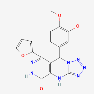 8-(3,4-dimethoxyphenyl)-10-(furan-2-yl)-2,4,5,6,7,11,12-heptazatricyclo[7.4.0.03,7]trideca-1(9),3,5,10-tetraen-13-one