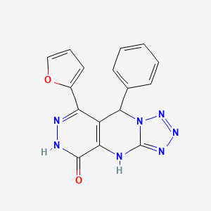 10-(furan-2-yl)-8-phenyl-2,4,5,6,7,11,12-heptazatricyclo[7.4.0.03,7]trideca-1(9),3,5,10-tetraen-13-one