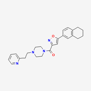 molecular formula C25H28N4O2 B11332402 {4-[2-(Pyridin-2-yl)ethyl]piperazin-1-yl}[5-(5,6,7,8-tetrahydronaphthalen-2-yl)-1,2-oxazol-3-yl]methanone 