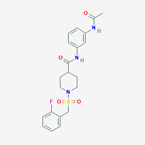 molecular formula C21H24FN3O4S B11332416 N-[3-(acetylamino)phenyl]-1-[(2-fluorobenzyl)sulfonyl]piperidine-4-carboxamide 