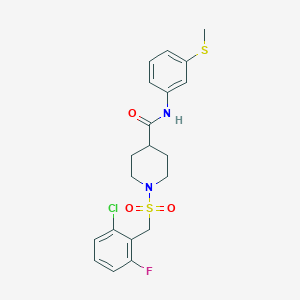 molecular formula C20H22ClFN2O3S2 B11332438 1-[(2-chloro-6-fluorobenzyl)sulfonyl]-N-[3-(methylsulfanyl)phenyl]piperidine-4-carboxamide 