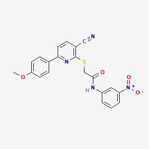 2-{[3-cyano-6-(4-methoxyphenyl)pyridin-2-yl]sulfanyl}-N-(3-nitrophenyl)acetamide