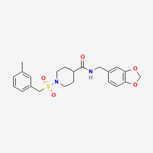 molecular formula C22H26N2O5S B11332507 N-(1,3-benzodioxol-5-ylmethyl)-1-[(3-methylbenzyl)sulfonyl]piperidine-4-carboxamide 