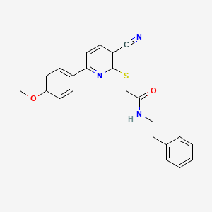 2-{[3-cyano-6-(4-methoxyphenyl)pyridin-2-yl]sulfanyl}-N-(2-phenylethyl)acetamide