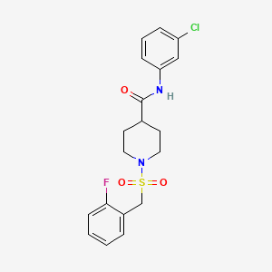 molecular formula C19H20ClFN2O3S B11332537 N-(3-chlorophenyl)-1-[(2-fluorobenzyl)sulfonyl]piperidine-4-carboxamide 