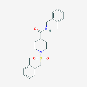 molecular formula C22H28N2O3S B11332556 N-(2-methylbenzyl)-1-[(2-methylbenzyl)sulfonyl]piperidine-4-carboxamide 