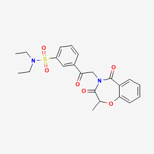 molecular formula C22H24N2O6S B11332582 N,N-diethyl-3-[(2-methyl-3,5-dioxo-2,3-dihydro-1,4-benzoxazepin-4(5H)-yl)acetyl]benzenesulfonamide 