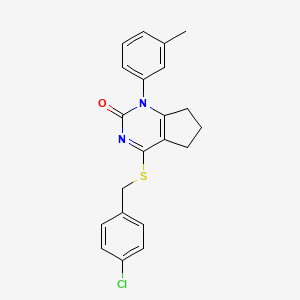 4-[(4-chlorobenzyl)sulfanyl]-1-(3-methylphenyl)-1,5,6,7-tetrahydro-2H-cyclopenta[d]pyrimidin-2-one