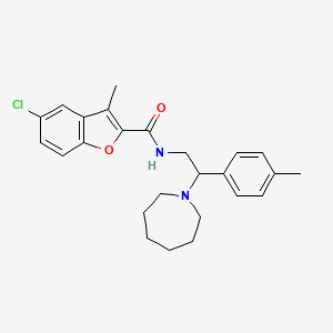 molecular formula C25H29ClN2O2 B11332651 N-[2-(azepan-1-yl)-2-(4-methylphenyl)ethyl]-5-chloro-3-methyl-1-benzofuran-2-carboxamide 