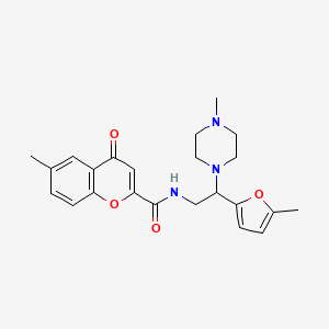 molecular formula C23H27N3O4 B11332662 6-methyl-N-[2-(5-methylfuran-2-yl)-2-(4-methylpiperazin-1-yl)ethyl]-4-oxo-4H-chromene-2-carboxamide 