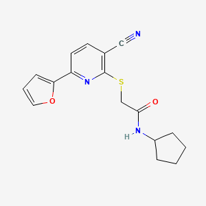 2-{[3-cyano-6-(furan-2-yl)pyridin-2-yl]sulfanyl}-N-cyclopentylacetamide