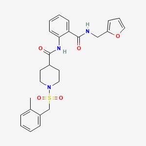 molecular formula C26H29N3O5S B11332756 N-{2-[(furan-2-ylmethyl)carbamoyl]phenyl}-1-[(2-methylbenzyl)sulfonyl]piperidine-4-carboxamide 