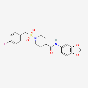 molecular formula C20H21FN2O5S B11332769 N-(1,3-benzodioxol-5-yl)-1-[(4-fluorobenzyl)sulfonyl]piperidine-4-carboxamide 