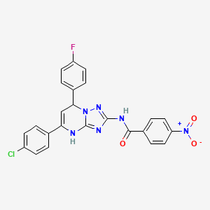 molecular formula C24H16ClFN6O3 B11332826 N-[5-(4-chlorophenyl)-7-(4-fluorophenyl)-3,7-dihydro[1,2,4]triazolo[1,5-a]pyrimidin-2-yl]-4-nitrobenzamide 