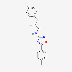 molecular formula C18H16FN3O3 B11332844 2-(4-fluorophenoxy)-N-[5-(4-methylphenyl)-1,2,4-oxadiazol-3-yl]propanamide 