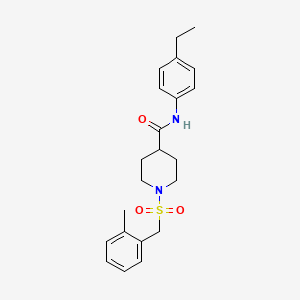 molecular formula C22H28N2O3S B11332867 N-(4-ethylphenyl)-1-[(2-methylbenzyl)sulfonyl]piperidine-4-carboxamide 