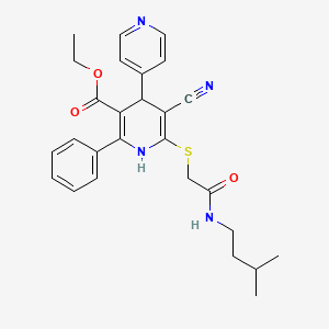 molecular formula C27H30N4O3S B11332887 Ethyl 5-cyano-6-({2-[(3-methylbutyl)amino]-2-oxoethyl}sulfanyl)-2-phenyl-1,4-dihydro-4,4'-bipyridine-3-carboxylate 