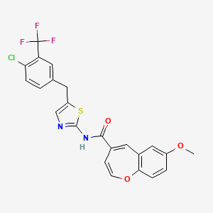 molecular formula C23H16ClF3N2O3S B11332902 N-{5-[4-chloro-3-(trifluoromethyl)benzyl]-1,3-thiazol-2-yl}-7-methoxy-1-benzoxepine-4-carboxamide 