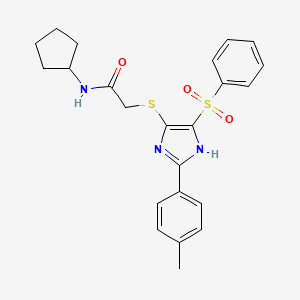 molecular formula C23H25N3O3S2 B11332922 N-cyclopentyl-2-{[2-(4-methylphenyl)-4-(phenylsulfonyl)-1H-imidazol-5-yl]sulfanyl}acetamide 