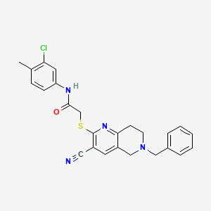 2-[(6-benzyl-3-cyano-5,6,7,8-tetrahydro-1,6-naphthyridin-2-yl)sulfanyl]-N-(3-chloro-4-methylphenyl)acetamide