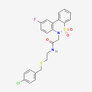 N-{2-[(4-chlorobenzyl)sulfanyl]ethyl}-2-(9-fluoro-5,5-dioxido-6H-dibenzo[c,e][1,2]thiazin-6-yl)acetamide