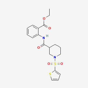 molecular formula C19H22N2O5S2 B11333018 Ethyl 2-({[1-(thiophen-2-ylsulfonyl)piperidin-3-yl]carbonyl}amino)benzoate 