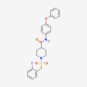 molecular formula C25H25FN2O4S B11333033 1-[(2-fluorobenzyl)sulfonyl]-N-(4-phenoxyphenyl)piperidine-4-carboxamide 