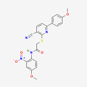 molecular formula C22H18N4O5S B11333061 2-{[3-cyano-6-(4-methoxyphenyl)pyridin-2-yl]sulfanyl}-N-(4-methoxy-2-nitrophenyl)acetamide 