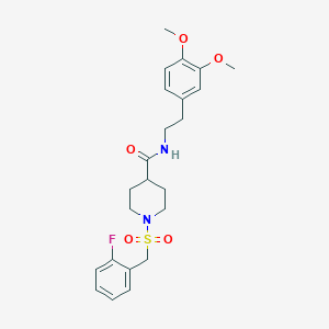 molecular formula C23H29FN2O5S B11333104 N-[2-(3,4-dimethoxyphenyl)ethyl]-1-[(2-fluorobenzyl)sulfonyl]piperidine-4-carboxamide 