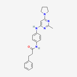 molecular formula C24H27N5O B11333122 N-(4-{[2-Methyl-6-(pyrrolidin-1-YL)pyrimidin-4-YL]amino}phenyl)-3-phenylpropanamide 