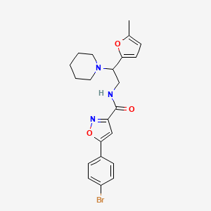 molecular formula C22H24BrN3O3 B11333130 5-(4-bromophenyl)-N-[2-(5-methylfuran-2-yl)-2-(piperidin-1-yl)ethyl]-1,2-oxazole-3-carboxamide 