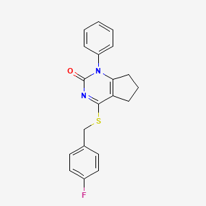 molecular formula C20H17FN2OS B11333136 4-[(4-fluorobenzyl)sulfanyl]-1-phenyl-1,5,6,7-tetrahydro-2H-cyclopenta[d]pyrimidin-2-one 