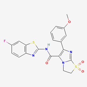 molecular formula C20H15FN4O4S2 B11333144 N-(6-fluoro-1,3-benzothiazol-2-yl)-6-(3-methoxyphenyl)-2,3-dihydroimidazo[2,1-b][1,3]thiazole-5-carboxamide 1,1-dioxide 