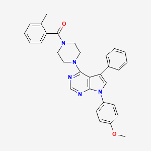 molecular formula C31H29N5O2 B11333213 {4-[7-(4-methoxyphenyl)-5-phenyl-7H-pyrrolo[2,3-d]pyrimidin-4-yl]piperazin-1-yl}(2-methylphenyl)methanone 