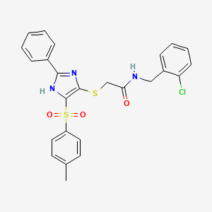 molecular formula C25H22ClN3O3S2 B11333240 N-(2-chlorobenzyl)-2-({4-[(4-methylphenyl)sulfonyl]-2-phenyl-1H-imidazol-5-yl}sulfanyl)acetamide 