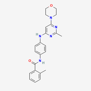 molecular formula C23H25N5O2 B11333317 2-methyl-N-(4-((2-methyl-6-morpholinopyrimidin-4-yl)amino)phenyl)benzamide 