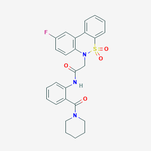 2-(9-Fluoro-5,5-dioxido-6H-dibenzo[C,E][1,2]thiazin-6-YL)-N-[2-(1-piperidinylcarbonyl)phenyl]acetamide