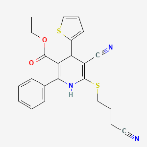 Ethyl 5-cyano-6-[(3-cyanopropyl)sulfanyl]-2-phenyl-4-(thiophen-2-yl)-1,4-dihydropyridine-3-carboxylate