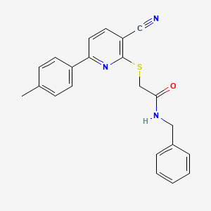 molecular formula C22H19N3OS B11333372 N-benzyl-2-{[3-cyano-6-(4-methylphenyl)pyridin-2-yl]sulfanyl}acetamide 