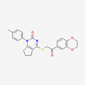 4-{[2-(2,3-dihydro-1,4-benzodioxin-6-yl)-2-oxoethyl]sulfanyl}-1-(4-methylphenyl)-1,5,6,7-tetrahydro-2H-cyclopenta[d]pyrimidin-2-one